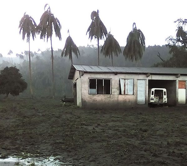 Ash covered village